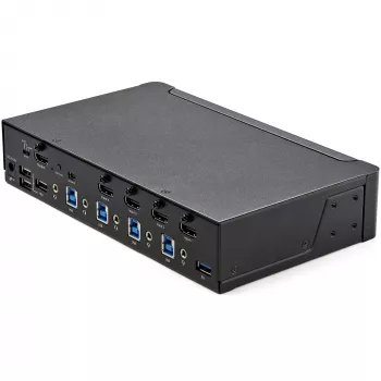 StarTech.com 4 prievadų HDMI KVM jungiklis – vienas monitorius 4K 60Hz Ultra HD HDR – Staliniam kompiuteriui skirtas HDMI 2.0 KVM jungiklis su 2 prievadų USB 3.0 šakotuvu (5 Gbps) ir 4x USB 2.0 HID, garsu – perjungimas sparčiaisiais klavišais – TAA