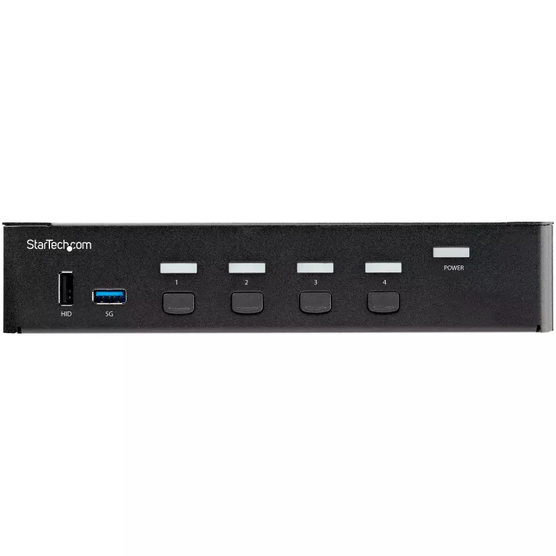 StarTech.com 4 prievadų HDMI KVM jungiklis – vienas monitorius 4K 60Hz Ultra HD HDR – Staliniam kompiuteriui skirtas HDMI 2.0 KVM jungiklis su 2 prievadų USB 3.0 šakotuvu (5 Gbps) ir 4x USB 2.0 HID, garsu – perjungimas sparčiaisiais klavišais – TAA