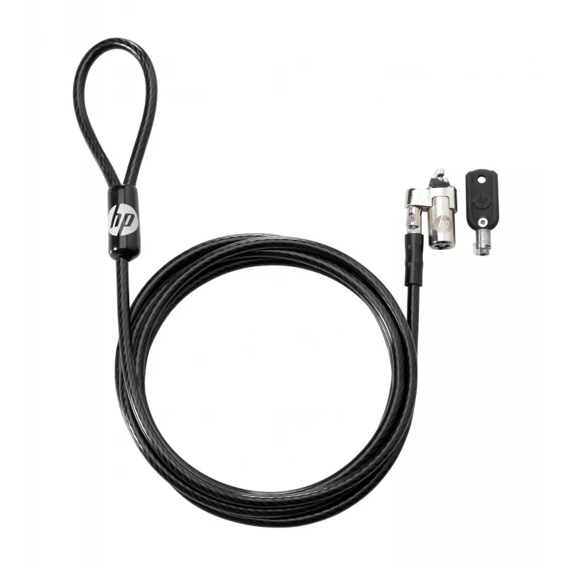 HP Keyed kabelis Lock 10 mm, 1,83 m, apvalus raktas, cinkuotas plienas, juoda