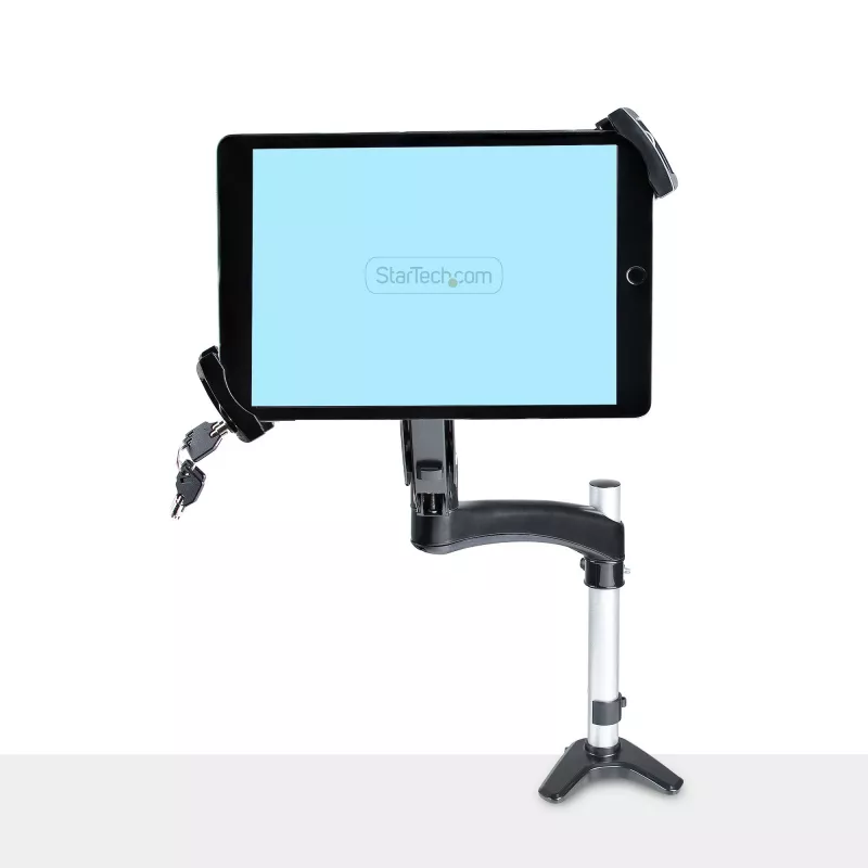 StarTech.com VESA tvirtinimo adapteris planšetėms 7,9–12,5 col. – iki 2 kg (4,4 lb) – 75x75/100x100 VESA formatai – universalus apsaugantis nuo vagystės planšečių VESA spaustukas – saugus planšetės laikiklis – juodas