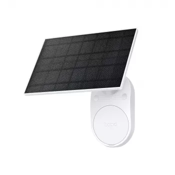 „TP-Link Tapo“ saulės baterija SPEC.: 5,2 V 2,5 W FUNKCIJA: Type-C įkrovimo prievadas, nenutrūkstamas maitinimas, lankstus saulės baterijos montavimas, veikia su baterijos kamera, 4 m įkrovimo laidas (bendras), atspari oro sąlygoms (IP65)