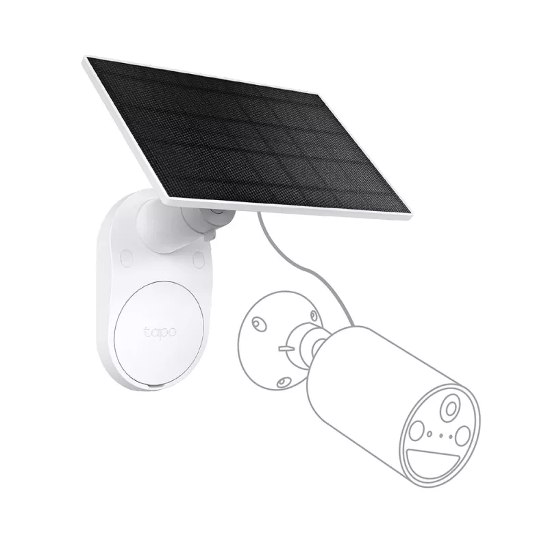 „TP-Link Tapo“ saulės baterija SPEC.: 5,2 V 2,5 W FUNKCIJA: Type-C įkrovimo prievadas, nenutrūkstamas maitinimas, lankstus saulės baterijos montavimas, veikia su baterijos kamera, 4 m įkrovimo laidas (bendras), atspari oro sąlygoms (IP65)