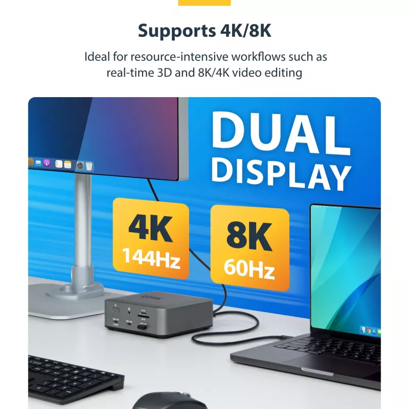StarTech.com 3 pėd (1 m) Thunderbolt 5 laidas, 80 Gbps / iki 120 Gbps, 240 W PD, 8K 60 Hz, sertifikuotas Thunderbolt laidas – suderinamas su Thunderbolt 4 / USB4 / USB-C