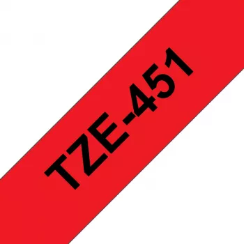 Brother TZE-451 etikečių gamybos juosta juoda ant raudonos TZ