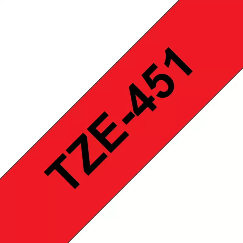 Brother TZE-451 etikečių gamybos juosta juoda ant raudonos TZ