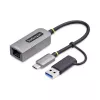 StarTech.com 2.5GbE USB-C prie eterneto adapteris su USB-A keitikliu, NBASE-T NIC, USB 3.0 Type-C 2.5/1G kelių greičių tinklas, Thunderbolt suderinamas, Windows ir Mac