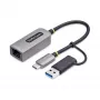 StarTech.com 2.5GbE USB-C prie eterneto adapteris su USB-A keitikliu, NBASE-T NIC, USB 3.0 Type-C 2.5/1G kelių greičių tinklas, Thunderbolt suderinamas, Windows ir Mac