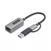 StarTech.com 2.5GbE USB-C prie eterneto adapteris su USB-A keitikliu, NBASE-T NIC, USB 3.0 Type-C 2.5/1G kelių greičių tinklas, Thunderbolt suderinamas, Windows ir Mac
