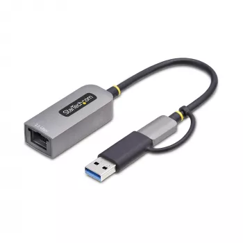 StarTech.com 2.5GbE USB-C prie eterneto adapteris su USB-A keitikliu, NBASE-T NIC, USB 3.0 Type-C 2.5/1G kelių greičių tinklas, Thunderbolt suderinamas, Windows ir Mac