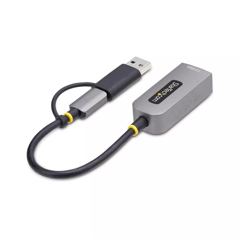 StarTech.com 2.5GbE USB-C prie eterneto adapteris su USB-A keitikliu, NBASE-T NIC, USB 3.0 Type-C 2.5/1G kelių greičių tinklas, Thunderbolt suderinamas, Windows ir Mac