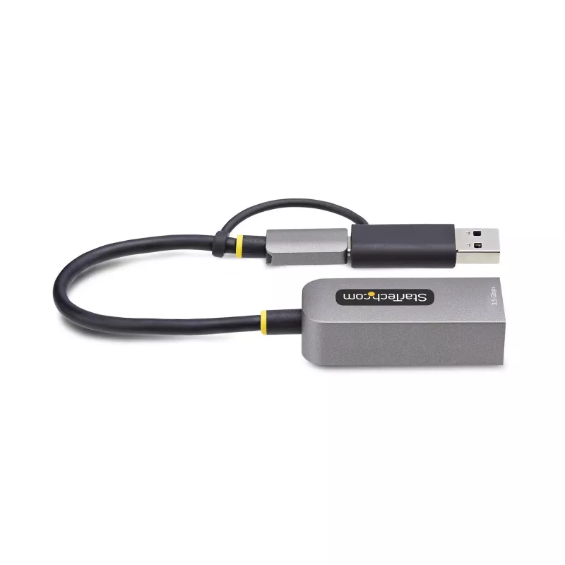 StarTech.com 2.5GbE USB-C prie eterneto adapteris su USB-A keitikliu, NBASE-T NIC, USB 3.0 Type-C 2.5/1G kelių greičių tinklas, Thunderbolt suderinamas, Windows ir Mac