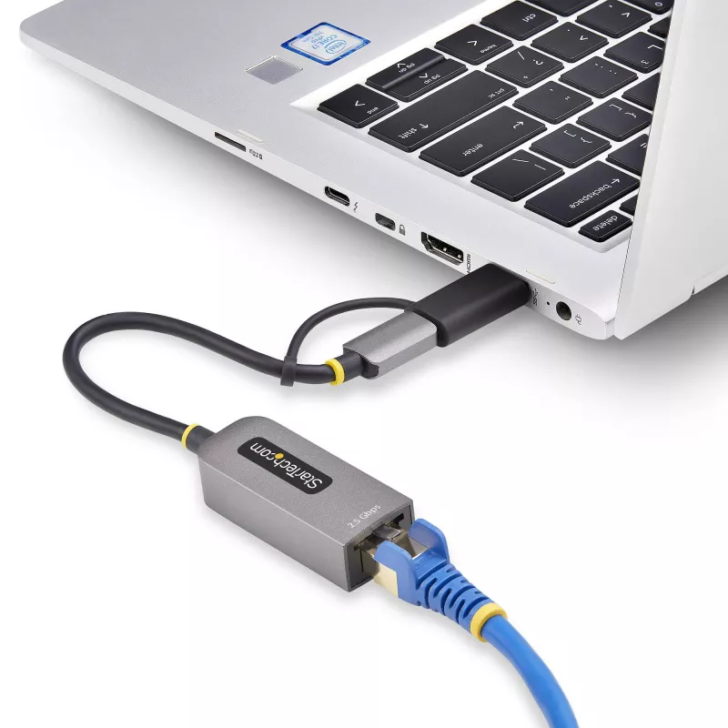 StarTech.com 2.5GbE USB-C prie eterneto adapteris su USB-A keitikliu, NBASE-T NIC, USB 3.0 Type-C 2.5/1G kelių greičių tinklas, Thunderbolt suderinamas, Windows ir Mac