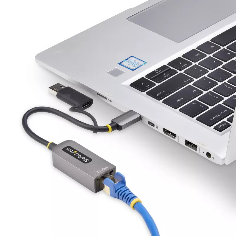 StarTech.com 2.5GbE USB-C prie eterneto adapteris su USB-A keitikliu, NBASE-T NIC, USB 3.0 Type-C 2.5/1G kelių greičių tinklas, Thunderbolt suderinamas, Windows ir Mac
