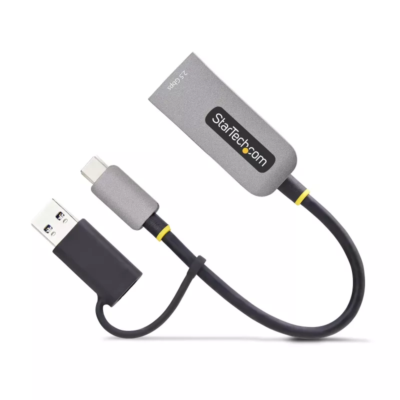 StarTech.com 2.5GbE USB-C prie eterneto adapteris su USB-A keitikliu, NBASE-T NIC, USB 3.0 Type-C 2.5/1G kelių greičių tinklas, Thunderbolt suderinamas, Windows ir Mac