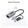 StarTech.com 2.5GbE USB-C prie eterneto adapteris su USB-A keitikliu, NBASE-T NIC, USB 3.0 Type-C 2.5/1G kelių greičių tinklas, Thunderbolt suderinamas, Windows ir Mac