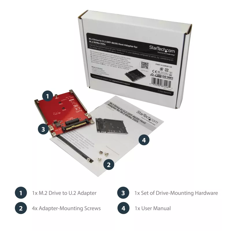 StarTech.com M.2 diskasukio į U.2 (SFF-8639) pagrindinio kompiuterio adapteris M.2 PCIe NVMe SSD diskams
