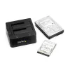 StarTech.com dviejų lizdų USB 3.0 prie SATA ir IDE standžiųjų diskų prijungimo stotelė, USB standžiųjų diskų dokas, išorinė 2,5/3,5 col. SATA I/II/III ir IDE (40 kontaktų) SSD/HDD prijungimo stotelė, karšto keitimo diskų lizdai, viršutinė įkrova
