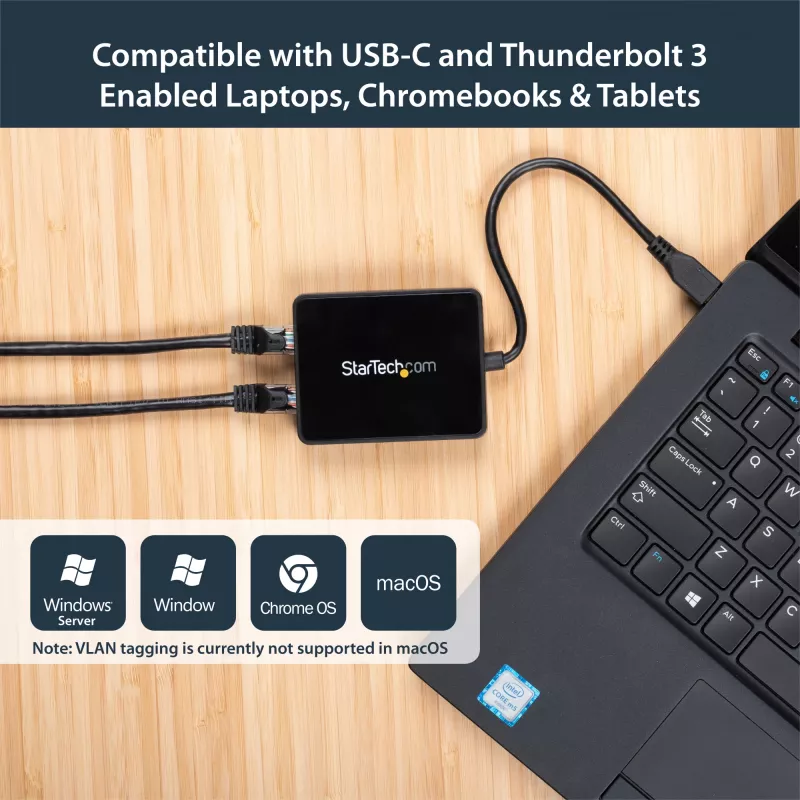 StarTech.com USB-C į du Gigabit Ethernet adapterius su USB (Type-A) prievadu