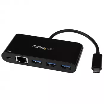 StarTech.com USB-C į eterneto adapteris su 3 prievadų USB 3.0 šakotuvu ir maitinimo tiekimu