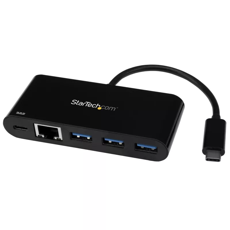 StarTech.com USB-C į eterneto adapteris su 3 prievadų USB 3.0 šakotuvu ir maitinimo tiekimu