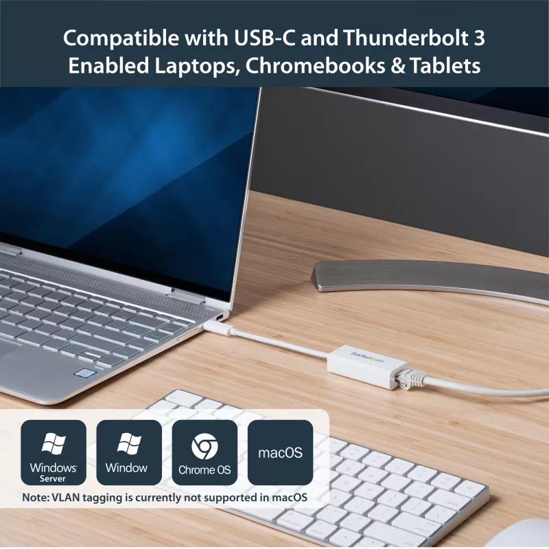 StarTech.com USB-C į Gigabit tinklo adapteris - balta, laidinis, USB Type-C, Ethernet, 5000 Mbit/s, balta
