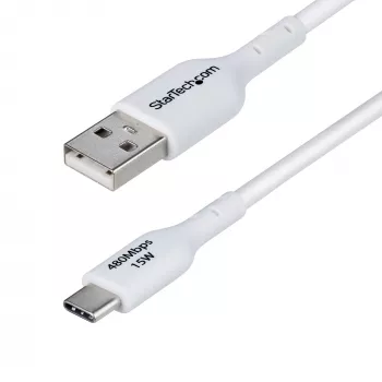 StarTech.com 6.6ft (2m) USB-A į USB-C įkrovimo laidas, įkrovimas ir sinchronizavimas, 3A, USB 2.0, TPE apvalkalas – baltas USB įkrovimo laidas