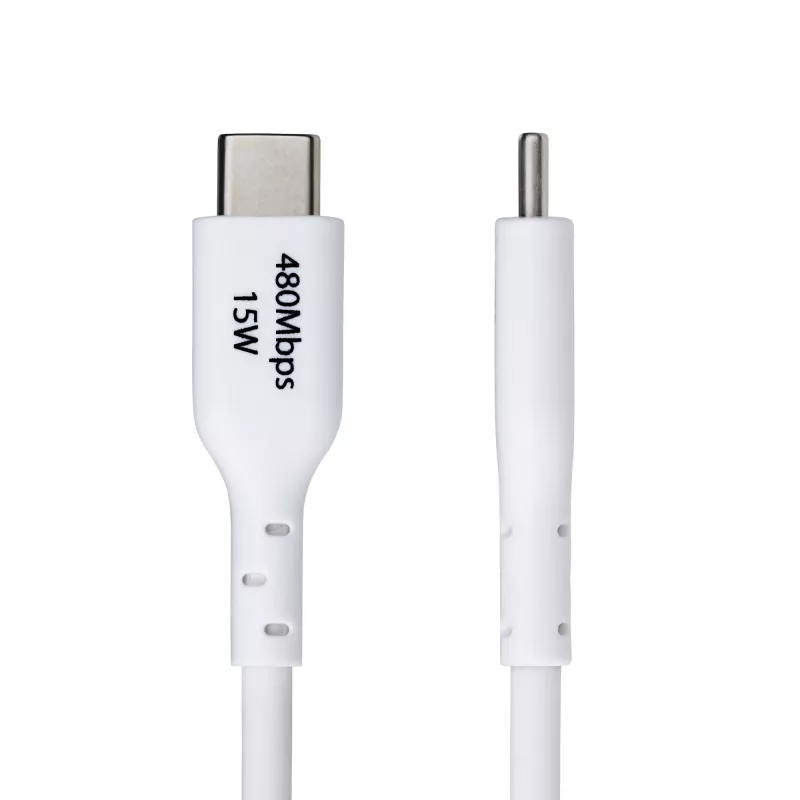 StarTech.com 6.6ft (2m) USB-A į USB-C įkrovimo laidas, įkrovimas ir sinchronizavimas, 3A, USB 2.0, TPE apvalkalas – baltas USB įkrovimo laidas