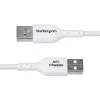 StarTech.com 6.6ft (2m) USB-A į USB-C įkrovimo laidas, įkrovimas ir sinchronizavimas, 3A, USB 2.0, TPE apvalkalas – baltas USB įkrovimo laidas