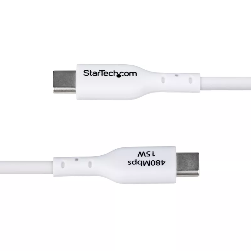 StarTech.com 6.6ft (2m) USB-A į USB-C įkrovimo laidas, įkrovimas ir sinchronizavimas, 3A, USB 2.0, TPE apvalkalas – baltas USB įkrovimo laidas