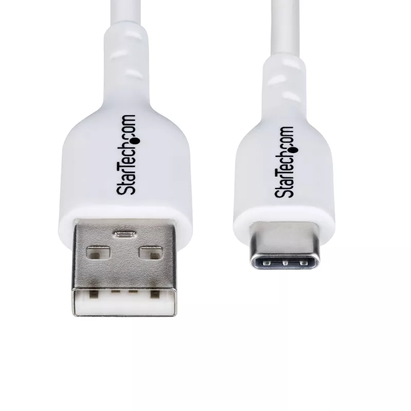StarTech.com 6.6ft (2m) USB-A į USB-C įkrovimo laidas, įkrovimas ir sinchronizavimas, 3A, USB 2.0, TPE apvalkalas – baltas USB įkrovimo laidas