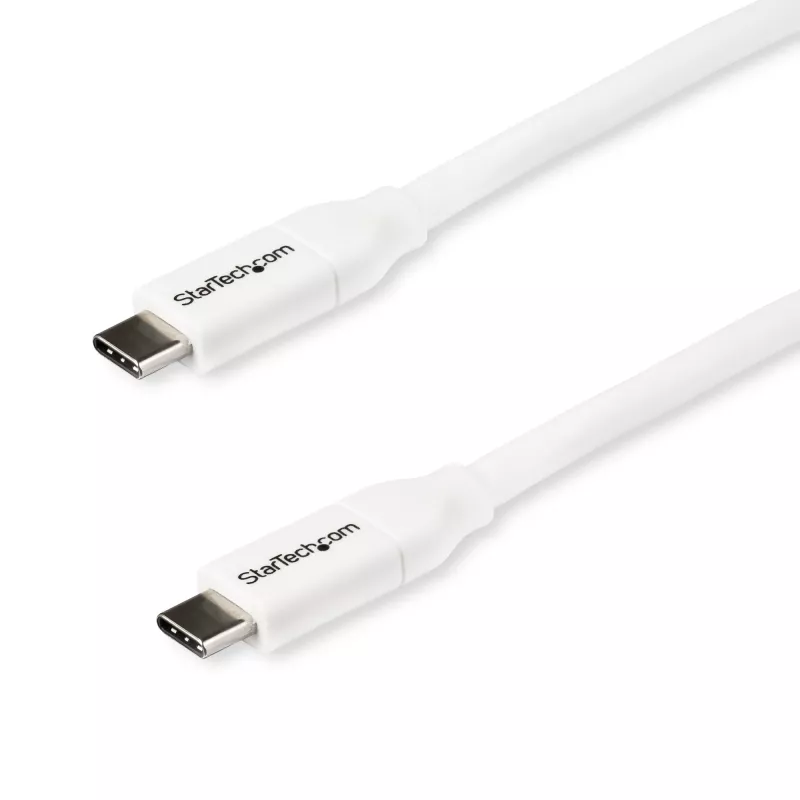 StarTech.com USB-C į USB-C laidas su 5A PD - M/M - Baltas - 2 m (6 pėd.) - USB 2.0 - USB-IF sertifikuotas