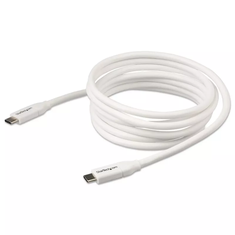 StarTech.com USB-C į USB-C laidas su 5A PD - M/M - Baltas - 2 m (6 pėd.) - USB 2.0 - USB-IF sertifikuotas