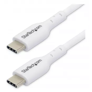 StarTech.com 1 m (3,3 pėd.) baltas USB-C įkrovimo laidas, USB C laidas, USB 2.0 Type-C nešiojamojo kompiuterio įkroviklio laidas, 60 W 3 A Power Delivery, TPE apvalkalas, USB-C duomenų perdavimo laidas, M/M