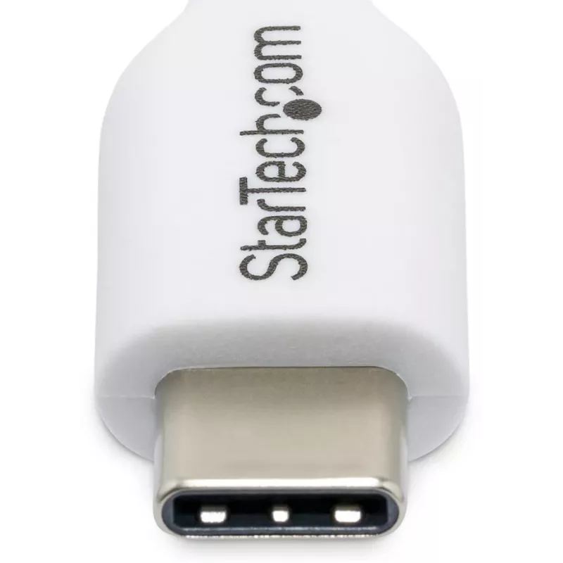 “StarTech.com” 2 m (6,6 pėd.) baltas USB-C įkrovimo laidas, USB C laidas, USB 2.0 C tipo nešiojamojo kompiuterio įkroviklio laidas, 60 W 3 A maitinimo tiekimas, TPE apvalkalas, USB-C duomenų perdavimo laidas, M/M