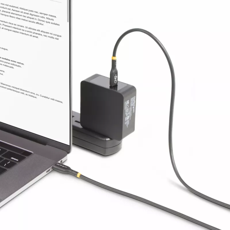 StarTech.com 1 m USB-C įkrovimo laidas, USB-IF sertifikuotas USB-C laidas, 240 W PD EPR, USB 2.0 Type-C nešiojamojo kompiuterio įkroviklio laidas, USB-C duomenų perdavimo laidas, TPE apvalkalas, M/M