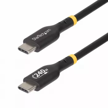 StarTech.com 2 m USB-C įkrovimo laidas, USB-IF sertifikuotas USB-C laidas, 240 W PD EPR, USB 2.0 Type-C nešiojamojo kompiuterio įkroviklio laidas, USB-C duomenų perdavimo laidas, TPE apvalkalas, M/M