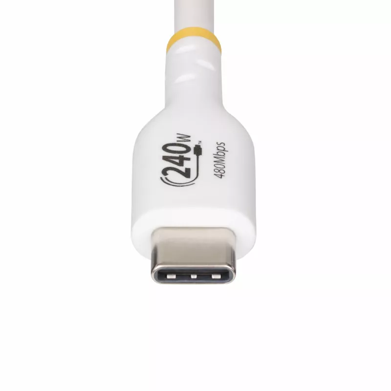 StarTech.com 3 m baltas USB-C įkrovimo laidas, USB-IF sertifikuotas USB C laidas, 240 W PD EPR, USB 2.0 Type-C nešiojamojo kompiuterio įkroviklio laidas, USB-C duomenų perdavimo laidas, TPE apvalkalas