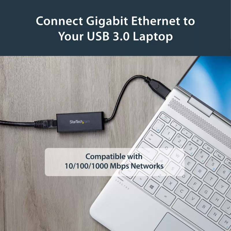 StarTech.com USB 3.0 to Gigabit Ethernet tinklo adapteris, 10/100/1000 Mbps, USB to RJ45, USB 3.0 to LAN Adapter, USB 3.0 Ethernet Adapter (GbE), TAA Complaint