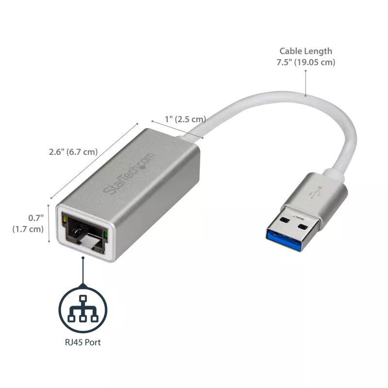 StarTech.com USB 3.0 prie Gigabit tinklo adapteris - sidabrinis, laidinis, USB, Ethernet, 2000 Mbit/s, sidabrinis