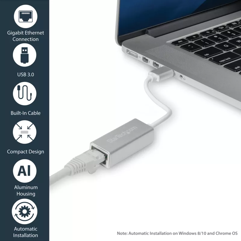 StarTech.com USB 3.0 prie Gigabit tinklo adapteris - sidabrinis, laidinis, USB, Ethernet, 2000 Mbit/s, sidabrinis