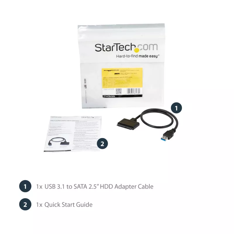 StarTech.com USB 3.1 į 2,5 colio SATA standžiojo disko adapteris – USB 3.1 Gen 2 10 Gb/s su UASP išoriniu HDD/SSD atminties keitikliu