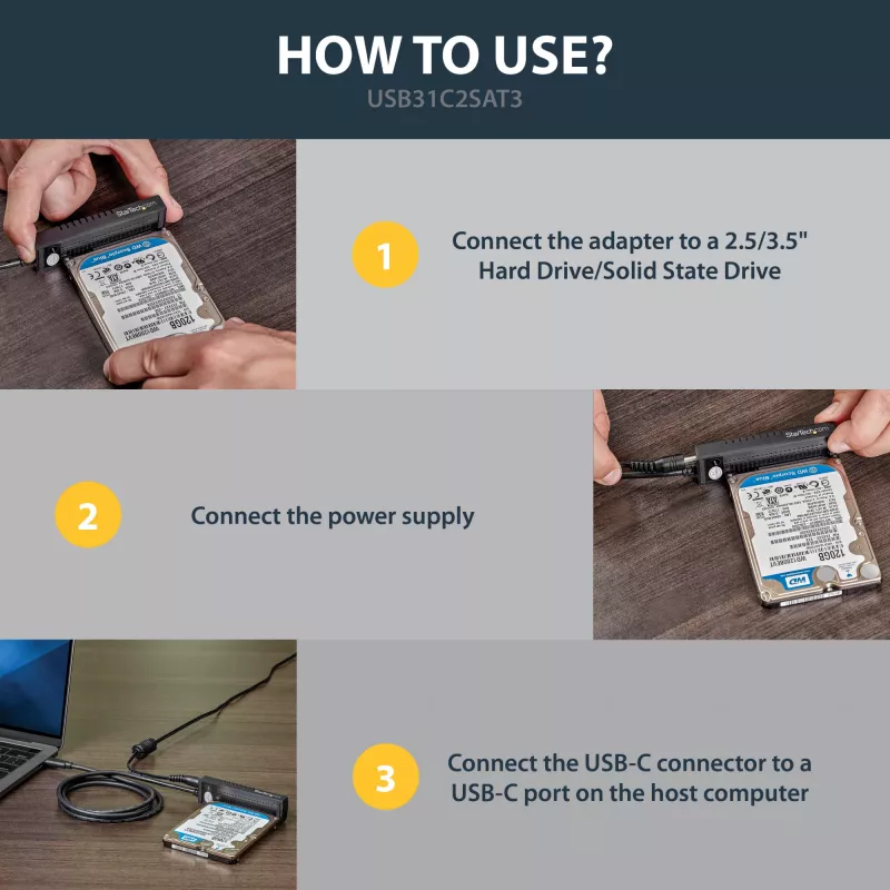 StarTech.com USB 3.1 (10 Gbps) adapterio laidas 2,5”/3,5” SATA diskams - USB-C
