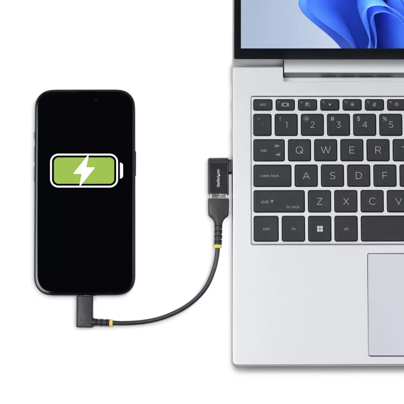 StarTech.com Right kampuotas USB-C to USB-A Adapter, USB 5Gbps, Compact USB-C Male to USB-A Female Adapter, Metal Housing, M/F