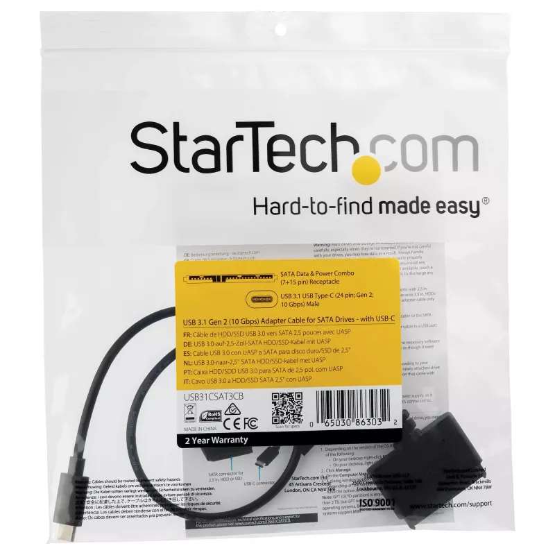 StarTech.com USB 3.1 (10Gbps) adapterio kabelis 2.5” SATA diskams - USB-C