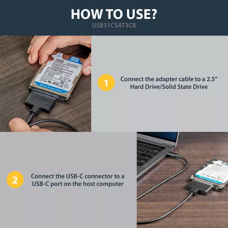 StarTech.com USB 3.1 (10Gbps) adapterio kabelis 2.5” SATA diskams - USB-C