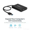 StarTech.com USB 3.0 į dviejų DisplayPort adapterį - 4K 60Hz, 3.2 Gen 1 (3.1 Gen 1), USB Type-A, DisplayPort išvestis, 4096 x 2160 pikselių