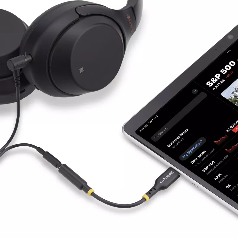 StarTech.com 5 colių (12,7 cm) USB-C į 3,5 mm TRRS ausinių / laisvų rankų įrangos lizdo garso adapteris, USB Type-C pagalbinis raktas, 32 bitų DAC, palaiko USB-C / Thunderbolt, nešiojamam kompiuteriui / telefonui / planšetiniam kompiuteriui