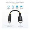StarTech.com 5 colių (12,7 cm) USB-C į 3,5 mm TRRS ausinių / laisvų rankų įrangos lizdo garso adapteris, USB Type-C pagalbinis raktas, 32 bitų DAC, palaiko USB-C / Thunderbolt, nešiojamam kompiuteriui / telefonui / planšetiniam kompiuteriui