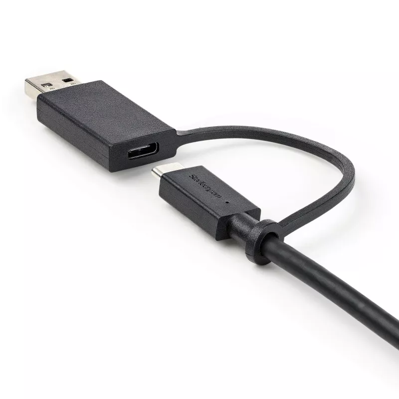 StarTech.com 3 pėdų (1 m) USB-C laidas su USB-A adapterio raktu – hibridinis 2-in-1 USB C laidas su USB-A – USB-C į USB-C (10 Gbps / 100 W PD), USB-A į USB-C (5 Gbps) – idealus hibridinei prijungimo stočiai