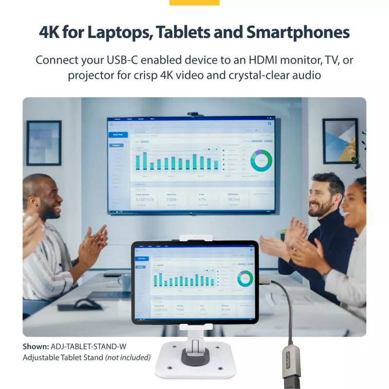 StarTech.com USB-C to HDMI Adapter, 4K 60Hz Video, HDR10, USB-C to HDMI Monitor Dongle, USB4 / Thunderbolt Suderinama
